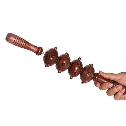 وردنه ماساژ چوبی آجدار چهار غلتکی