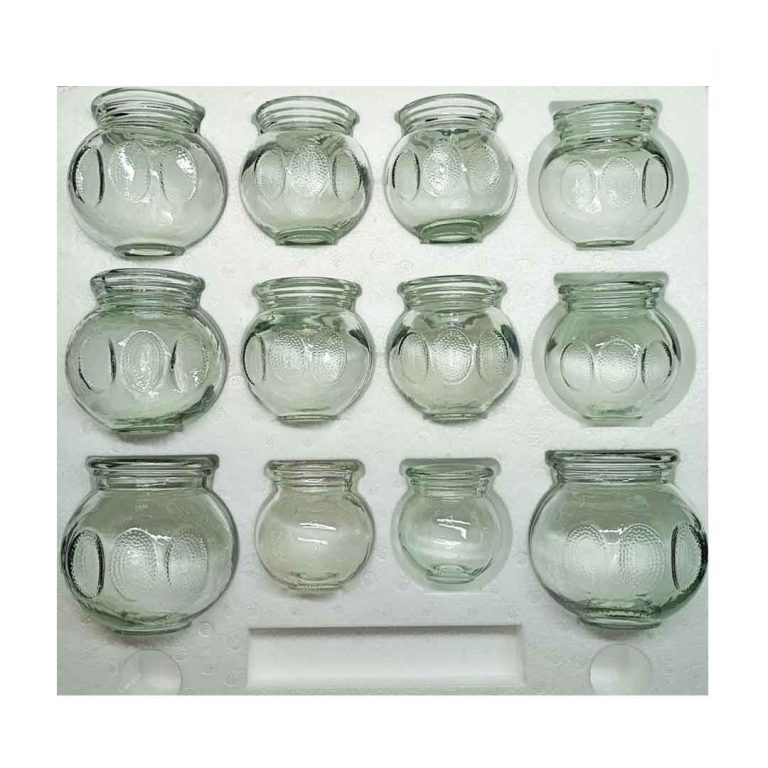 لیوان شیشه ای حجامت و بادکش گرم فالیزاک ست 12 عددی (در 5 سایز)